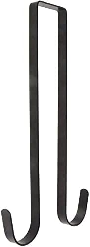 Wreath Hangers - uoboeuq 12 Inch Christmas Wreath Hanger Hooks Over Door Metal Hooks Practical Clothes Towel Hanger Hooks for Christmas Front Door Decorations -Premium Sturdy Metal (Black)