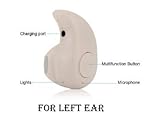 [Left Ear Version] Actpe Mini Invisible Style Wireless Bluetooth Hands free Calls Headphone Headset Earbud Earphone with Microphone for iPhone 6S, iPad, Samsung Galaxy S6, Note 4, Android - Natural