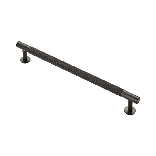Carlisle Brass Knurled Pull Handle – 224mm Antique Brass Cupboard & Drawer Handle - Matt Black