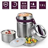 Vacuum Bento Lunch Box Food Carrier 304 Stainless Steel Insulated Thermos Food Container Storage Carrier, Leakproof BPA-Free 3 Tier Thermal Insulating Lunch Box, Keep Warm 6 hours(Purple)