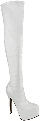 Fashion Thirsty Womens Mens Unisex Over Knee Thigh High Heel Stretch Faux Leather Suede Boots