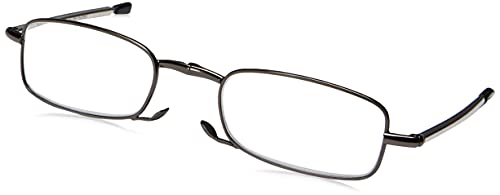 Foster Grant Gideon Fold Flat Reading Glasses, Black/Transparent, 64 mm, +2.00