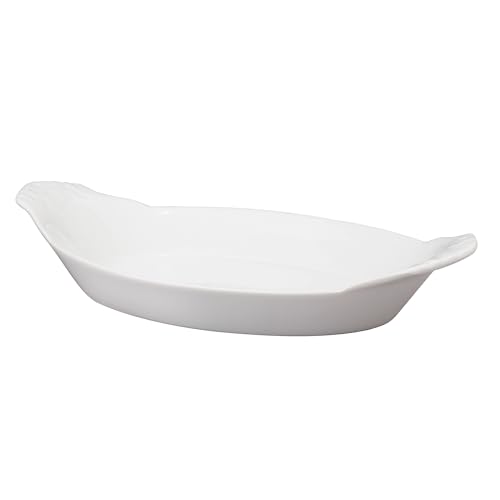 HIC Kitchen HIC Kitchen Oval Au Gratin Baking Dish Set, Fine White Porcelain, 10-Inch, Set of 4 Au Gratin Baking Dish Set, Fine White Porcelain, 10-Inch, Set of 4