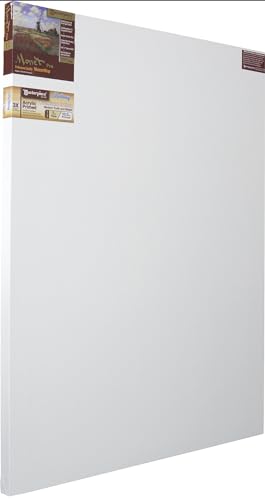 MASTERPIECE Z1MM-3684 Monet Pro 1.5″ Deep Monterey 10.5 oz Cotton Medium Texture Stretched Canvas 36″ x 84″ White