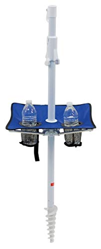 RIO BEACH Beach Chairs Backpack and Beach Umbrella with Cup Holders Lace-Up Backpack Chair Set, Nautical Blue + 7' Beach Umbrella with Integrated Sand Anchor and Table