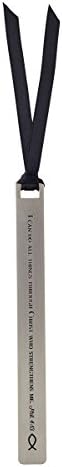 I Can Do All Things Antiqued Finish Metal Bookmark with Coordinating Ribbon and Sleeve, 5 Inch