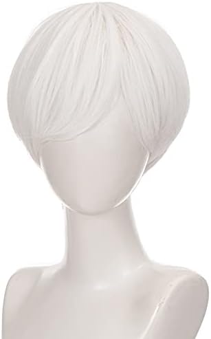 Amazon Co Jp メンズウィッグ 毎日コスプレアニメパーティーのための女性男の髪の髪の髪の髪のための合成黒人男性のかつらの短いストレートのかつら Color White ホーム キッチン