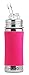 Pura Kiki 11 oz / 325 ml Stainless Steel Straw Bottle with Silicone Straw & Sleeve (Plastic Free, NonToxic Certified, BPA Free) (Pink)
