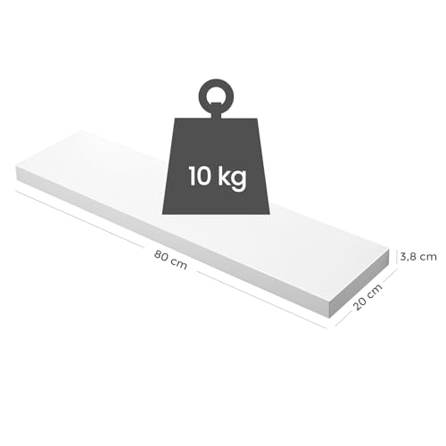VASAGLE Floating Shelf, Wall Shelf for Photos, Decorations, in Living Room, Kitchen, Hallway, Bedroom, Bathroom, White LWS28WT