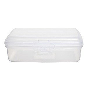 Whitefurze Allstore Storage Box with Lockable Lid, Hinge Opening, Rectangular Plastic Container, Single Compartment, Natural, 15 x 11 x 6 cm, 0.5 Litres