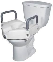 2 in 1 Locking Elevated Toilet Seat with Tool Free Removable Arms, 300 lb Weight Capacity (Single [Each-1])