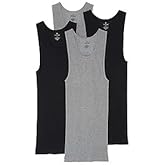 Stafford 4 Pack Cotton A-Shirts (2 Grey and 2 Black) Athletic Shirts (L)