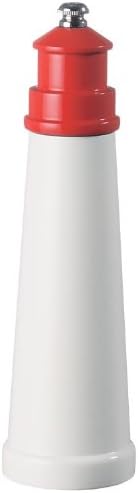 Fletchers' Mill Lighthouse Pepper Mill, White/Red - 9 Inch, Adjustable Coarseness Fine to Coarse, MADE IN U.S.A.
