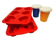 Click Here to See More Images Silicone 6-cup Heart Shape Muffin Cake Mould Color Red 2 Pcs + Free Tupperware Bell Tumbler 2 Pcs