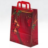 25 kleine Weihnachts - Papiertragetaschen (29 x 22 x 10 cm) mit Weihnachtskugeln Motiv