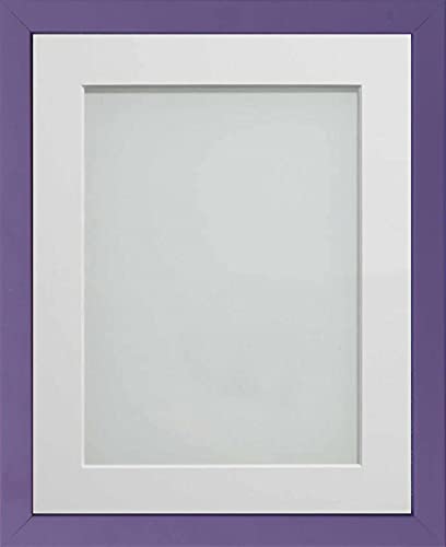 Frame Company Jellybean Range Purple Wooden 10x8 inch Picture Photo Frame with White Mount for Image 7x5 inch * Choice of Colours & Sizes* Fitted with Perspex