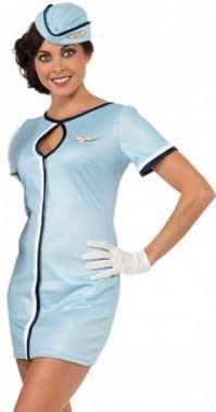 Women's Light Blue Naval Uniform Costume with Cap Size Uk 8-12