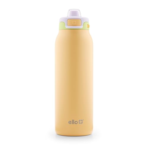 Ello Pop & Fill 32oz Stainless Water Bottle, Sip or Chug, Sunset Meadow