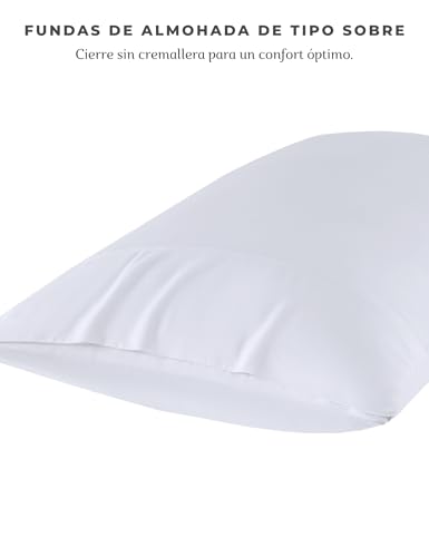 bienDo Duvet Cover Set 240 x 220 cm, Bamboo (400 Thread Count) for 150/160 Bed, White, Vegan Silk, Ultra Soft and Cooling, Breathable