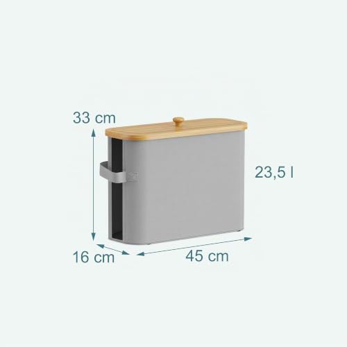 Recipiente de papel higiénico, 12 rolos, 33 x 45 x 16 cm, tecido, bambu, cinzento