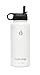 Hydrology with 4 LIDS Double Wall Vacuum Insulated Stainless Steel Water Bottle Flask - Keeps Cold and HOT (Vivid White, 32 oz)