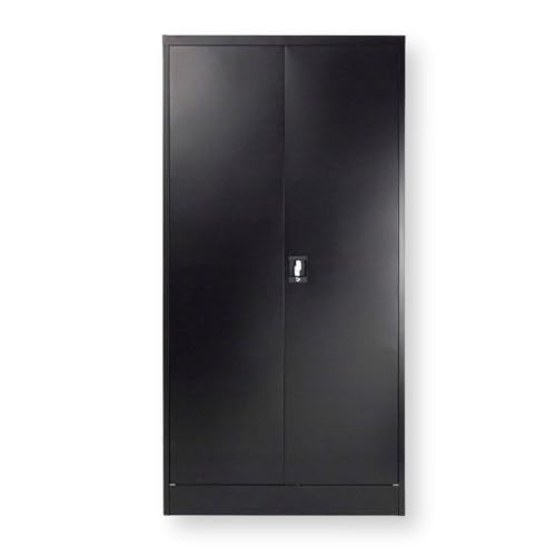 EKE Locker Metalico Gabinete Metalico Tipo Closet para Oficina Hogar Organizador Resguardo de Documtentos Armario de Almacenamiento con Puertas Entrepaños Ajustables Papeleria Hogar (Negro)