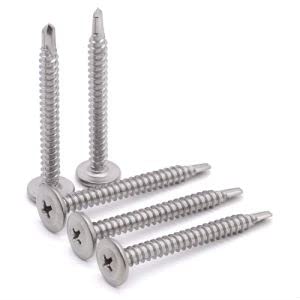 (60 PCS) M4.2 x 38mm Wafer Head Phillps Drive Self Drilling Screws, 410 Stainless Steel, Mushroom Head Wood Screws Self Tapping Screws