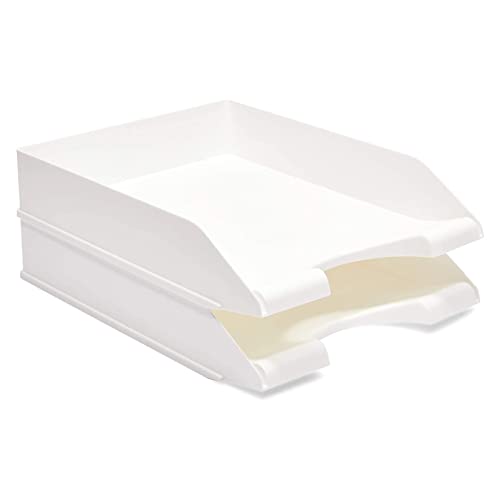 4 Pieces Stackable Letter Size Paper Trays for Classroom, White Organizers for Office Desk (10 x