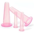 4Pcs Massage Cupping Set Silicone Mini Facial Cups Face Massager Helper Skin Care Neck Back Eyes Massaging Cup Safe to Use, Don't Worry About Burns Health Care Products (Pink)