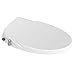 Soft close Dual Nozzles Non-Electric Bidet Elongated Toilet Seat in White with On/Off Solid Brass T Adapter | Water-Powered & Save Paper | Easy Installation and Slim Design