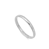 Solid 2MM Plain .925 Sterling Silver Wedding Band All Sizes #1 Seller