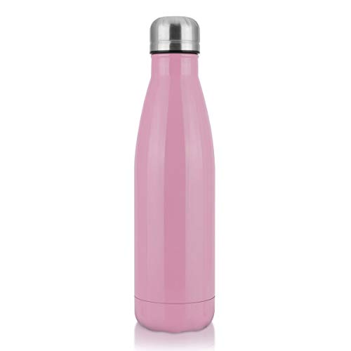 Water Bottle Stainless Steel Vacuum Insulated Double Walled Cola Shape Thermoses (Light pink)