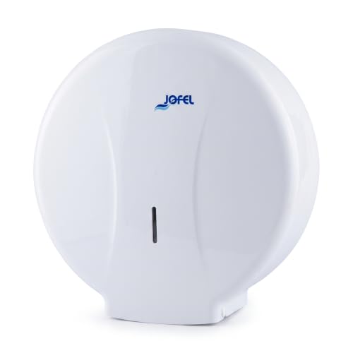 Jofel - Distributore industriale grande di rotoli di carta, distributore di rotoli di carta fino a 400 m, diametro massimo 260 mm, anima da 45 mm, ideale per bagni pubblici, Azur AE55000