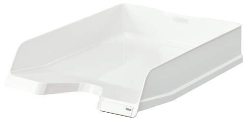 HAN 10275-12, VIVA Letter Tray. Glossy designer letter tray in premium quality, with labelling clip, high-gloss, pack of 5, white