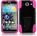 Generic Hybrid Double Layer Fusion Cover Case with Kickstand for LG Optimus G Pro E980 - Retail Packaging - Black/Hot Pink