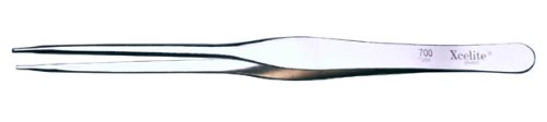Xcelite XHT700 Straight Tapered General Duty Tweezer with Plated Steel, 7" Overall Length