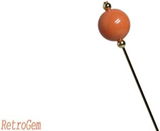 RetroGem 12mm Pearl Gold Tone Hat Pin Made with Swarovski Elements Pearl (Coral)
