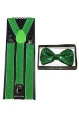 Brand New Awesom Green Sequin Bowtie & Suspender Sets
