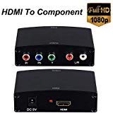 HDMI To Component ,ZAMO HDMI To YPbPr Component RGB 1080p Video and R/L Audio Output Converter Adapter Supporting 1080p 2 Channels LPCM -Black