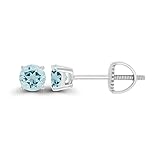 925 Sterling Silver 4mm Round Natural Aquamarine