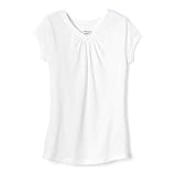 French Toast Big Girls' Short Sleeve V-Neck T-Shirt, White, 10/12