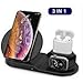 MQOUNY Wireless Charger,3 in 1 ABS Stand for Apple iWatch Wireless Charger,Charging Station for Airpods, Qi Fast iPhone Wireless Charger Dock for All Qi Phones (Black)