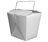 Chinese Wire Handle Take Out Boxes, White, 32 Ounce, 50 Count