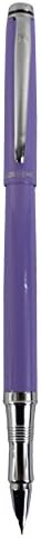Sipliv Slim Fountain Pen 9296, Silver Clip, Fine Nib, Purple