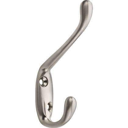 Decohooks Robe, Hat & Coat Hook - Satin Nickel - Door and Wall Mountable - Single - Fixings Included