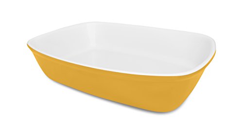 Click Here to See More Images Oxford Bake Line Porcelain Roaster/Baking Dish, Yellow, Large
