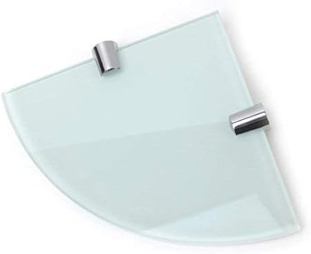 BSM Marketing White 150mm (6" Approx) 6mm Thickness Toughened Glass Corner Shelves for Bathroom Bedroom Kitchen Office with Chrome Finish Shelf Supports