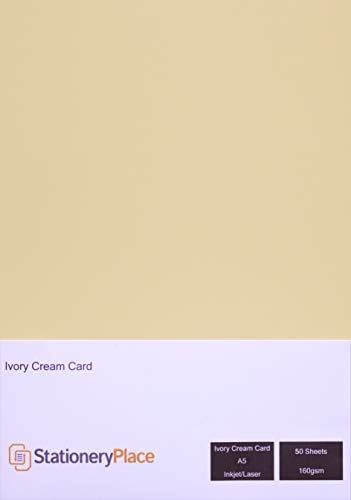 Stationery Place Thin Ivory/Cream Card 160 GSM A5 50 Sheet Pack