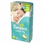 Pampers Baby Dry Diapers Size 1 Jumbo Pack 44 ea