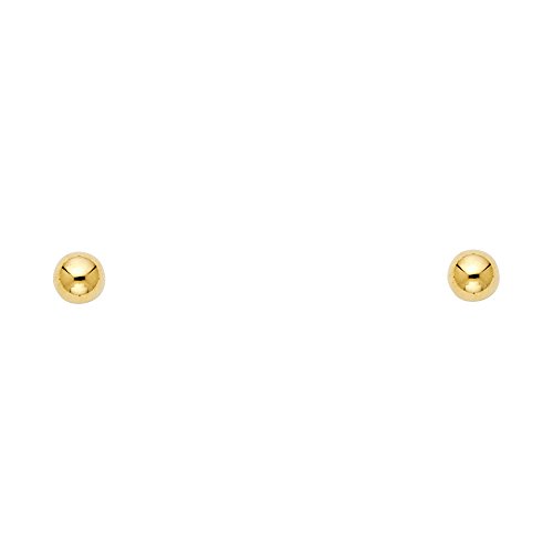 14k Yellow Gold 4mm Ball Stud Earrings with Screw Back
